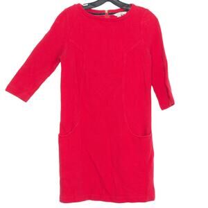 Boden Dress Jasmine Ottoman 3/4 Sleeve Minimalist Preppy Workwear Ribbed Red 6